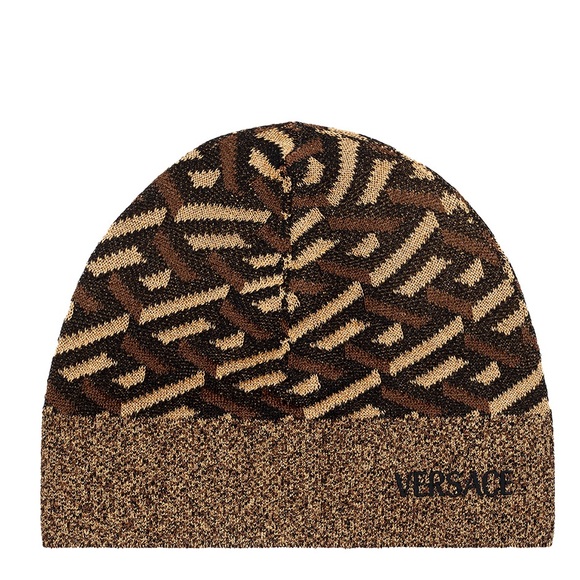 Versace unisex La Greca logo monogram beanie NEW - Picture 1 of 6